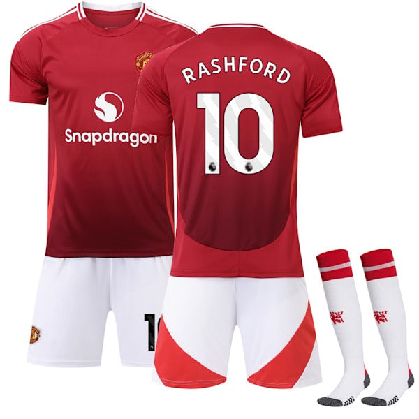 Manchester United Home Football Shirt Kids 2024-2025 Kit No.10 Rashford Manchester United Home Football Shirt Kids 2024-2025 Kit No.10 Rashford
